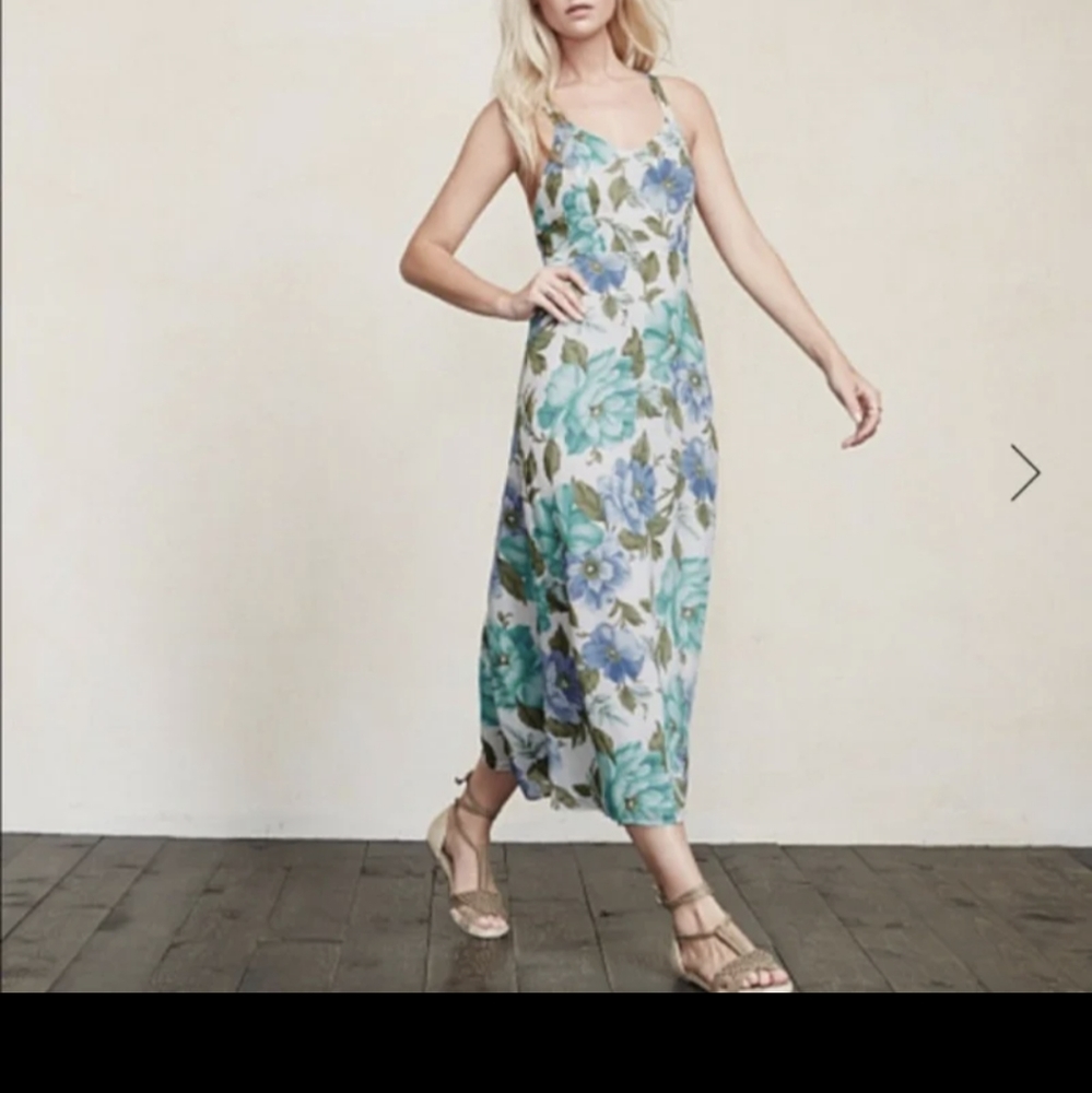 Reformation Carletta Lace Up Back Dress in Lynne size 4 black/floral